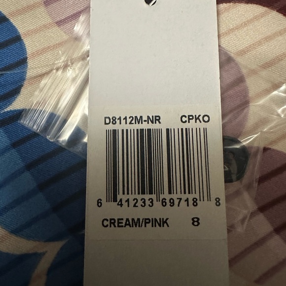 DONNA Morgan Long Sleeve Blue, Brown & Cream Circle Print Mini Dress Size 8 NWT - Picture 10 of 14